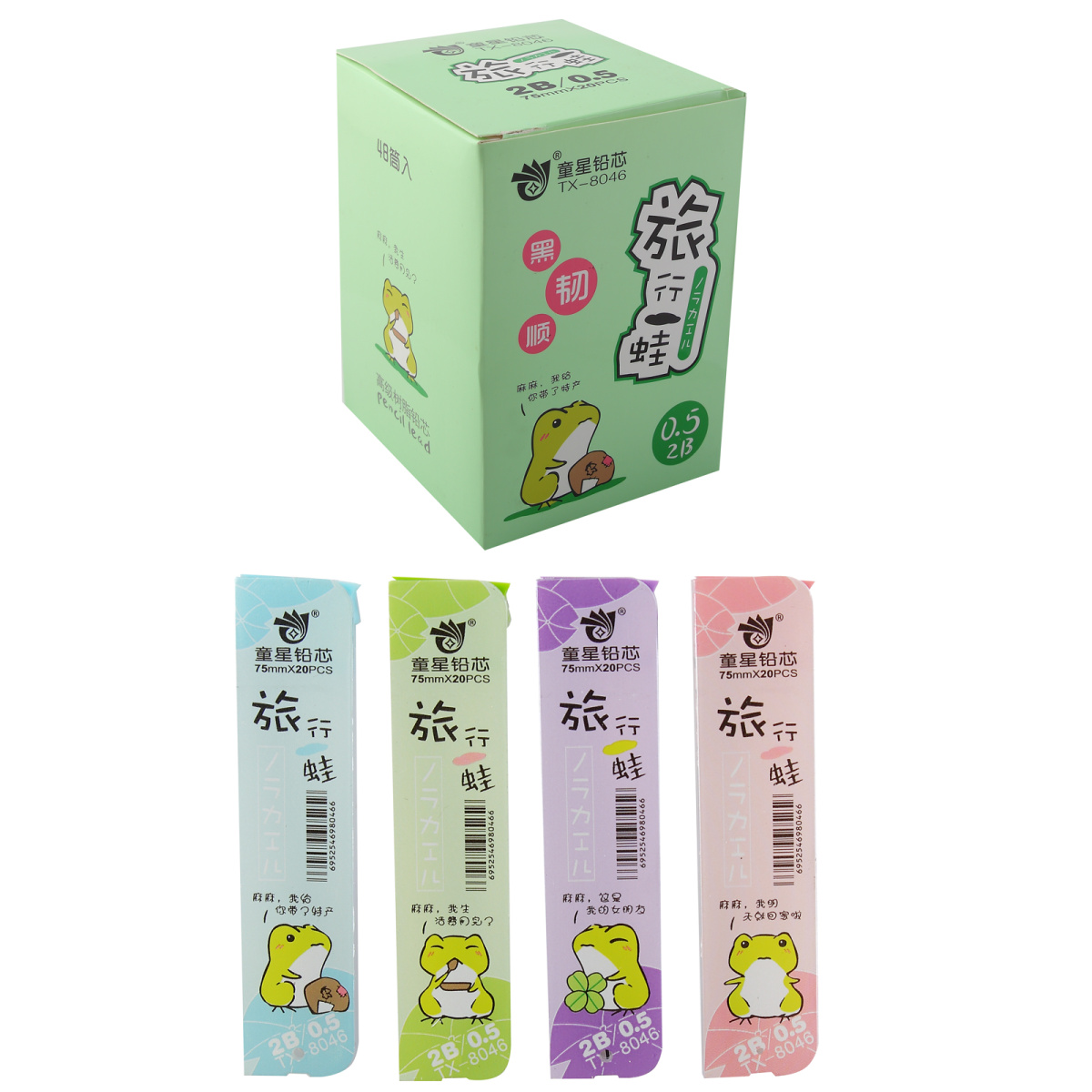 

Грифель 0,5мм 2B 20шт Frog Tongxing stationery ассорти Кокос 252455