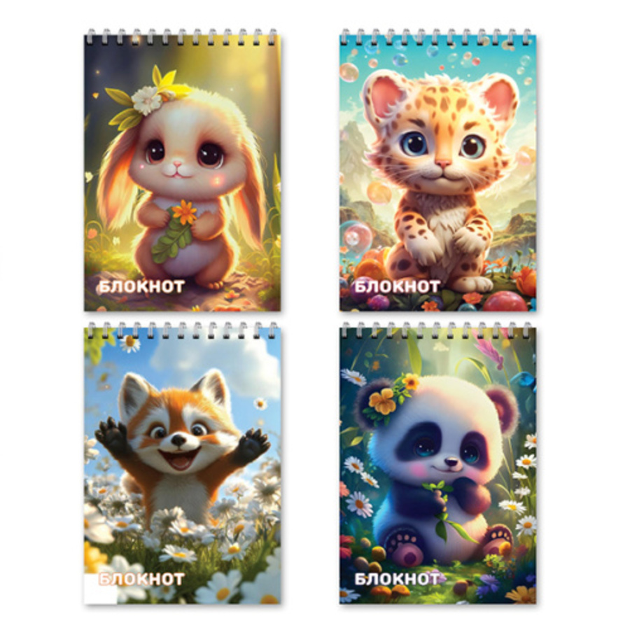 Блокнот А7 40л клетка гребень мягкобл ассорти 4 дизайна MAZARI M-17189 18₽