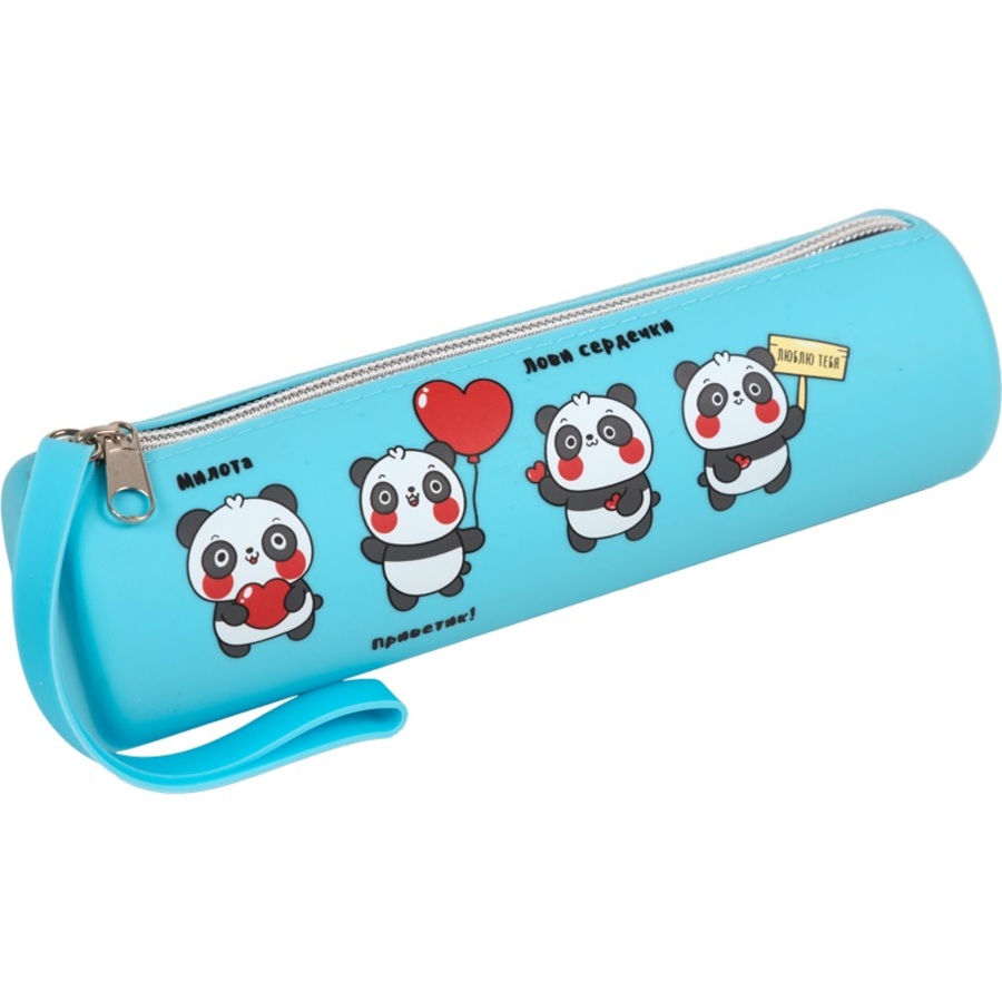 

Пенал тубус 1отд. Panda Friends 200x60x60мм силикон голубой deVENTE 7021506 (жен)