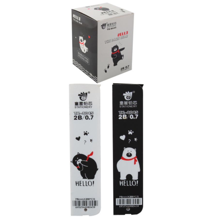 

Грифель 0,7мм 2B 20шт Bear Tongxing stationery ассорти Кокос 252454