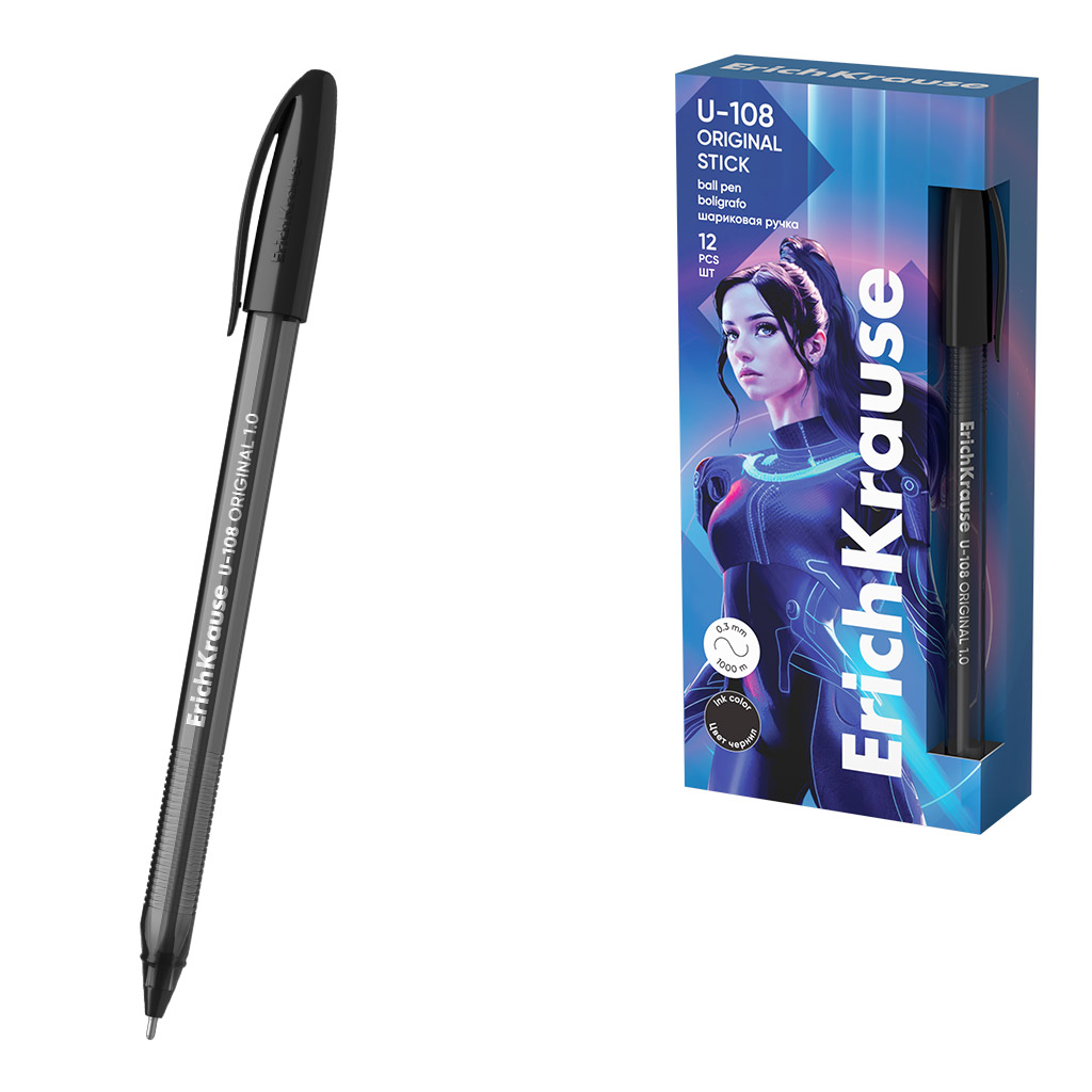 

Ручка шариковая черная 1,0мм U-108 Stick Original Ultra Glide Technology ERICH KRAUSE 53739