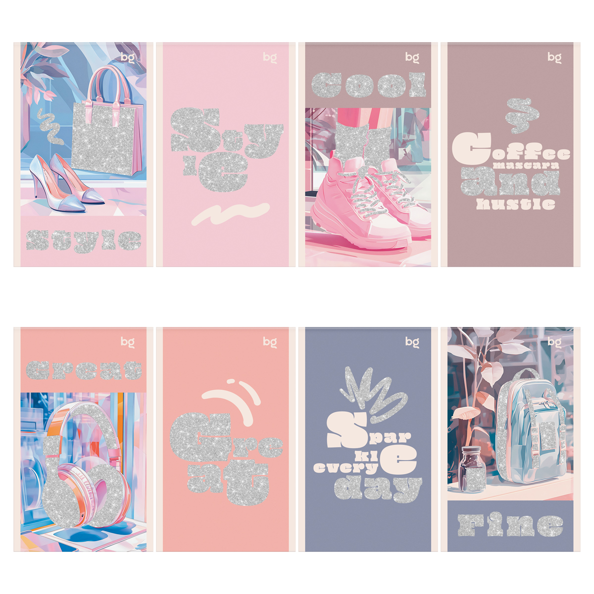 

Блокнот А6 32л клетка скрепка Блестящий стиль блестки ассорти BG Б6ск32_бл 09428