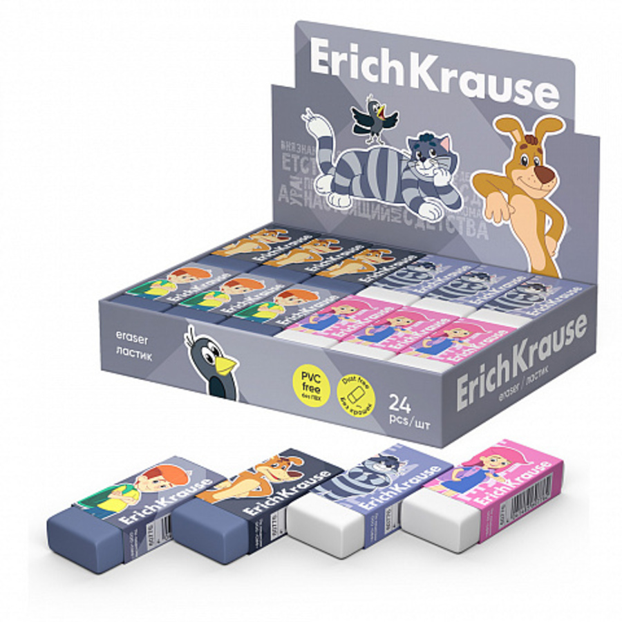 

Ластик прямоугольный синт.каучук 51х21х11мм ассорти Простоквашино ERICH KRAUSE 60776