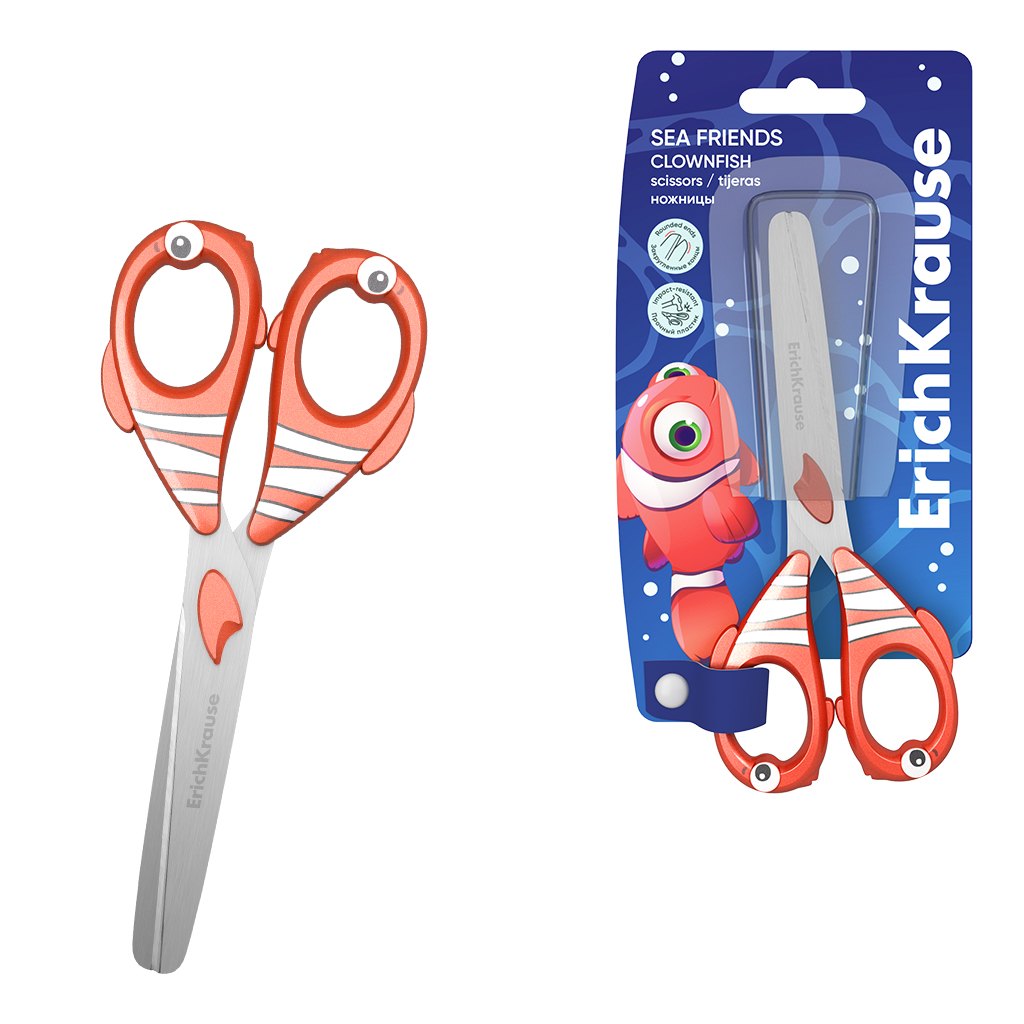 

Ножницы детские 135мм Sea Friends Clownfish закругленные пласт.ручки ERICH KRAUSE 60869