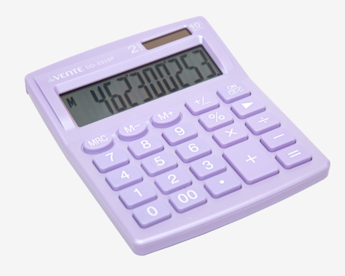 

Калькулятор настольный 10 разряд. 2-е пит. 105x127x21мм DD-3310P сиреневый deVENTE 4031323