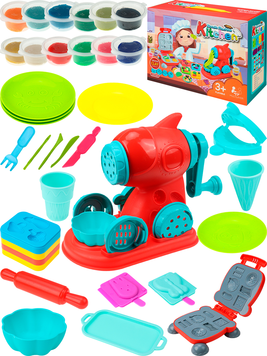 

Набор для лепки Готовим лапшу и бургер 12цв пластилина 35 предметов РЫЖИЙ КОТ НЛ-7597