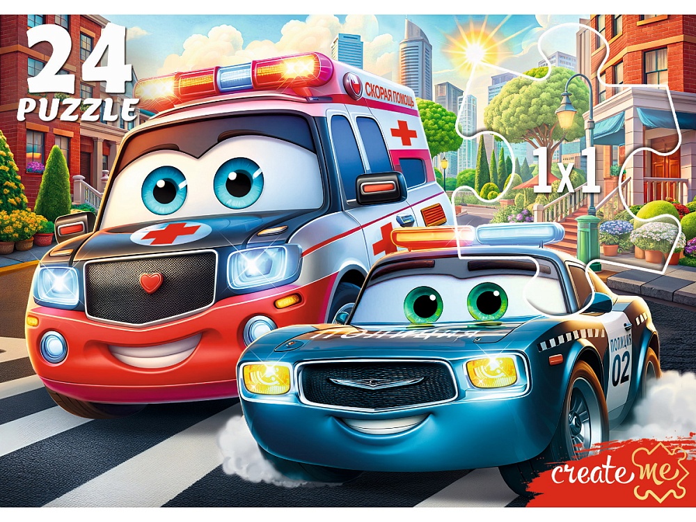 

Пазлы 24 элемента Макси Городские машинки-помощники РЫЖИЙ КОТ УК24-0209