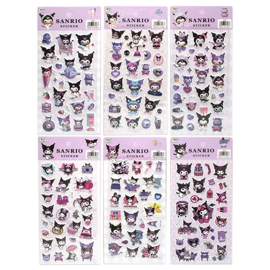 

75803 Наклейки 110х220мм Sanrio Kuromi 3D ассорти
