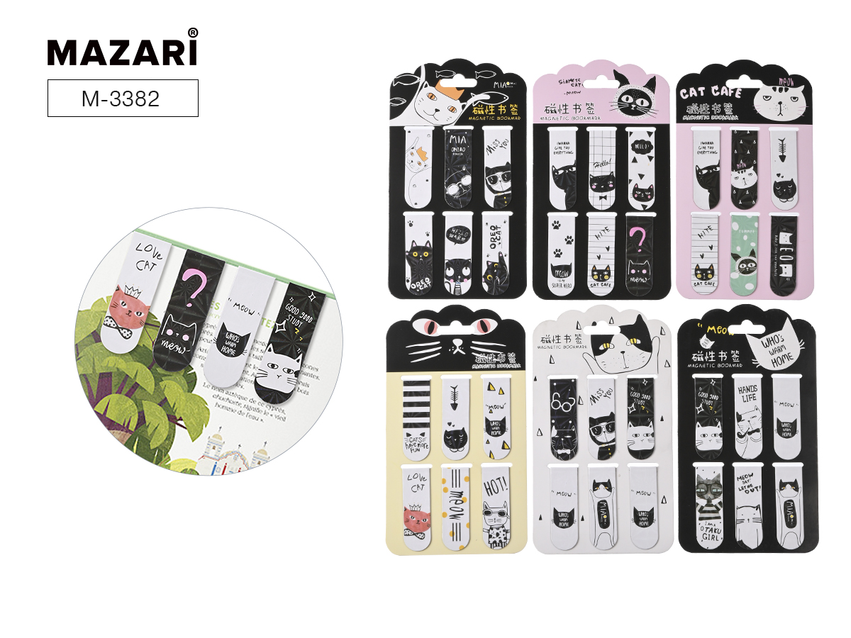 

Закладка магнитная набор 6шт Котики ассорти 6 дизайнов