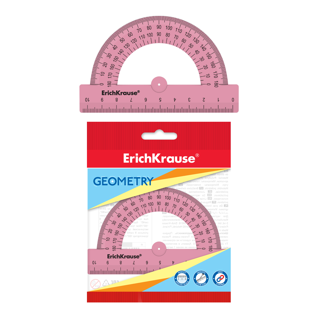 

Транспортир пластик 10см 180° Candy розовый ERICH KRAUSE 57913
