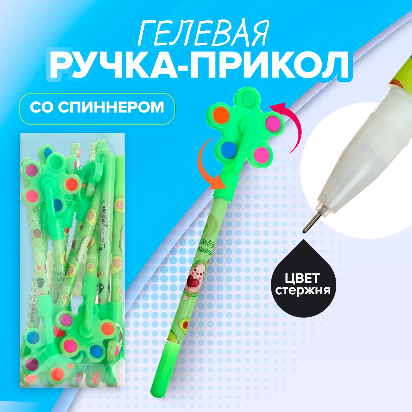 

Ручка сувенирная гелевая черная 0,38мм Авокадо спиннер CALLIGRATA 7523924