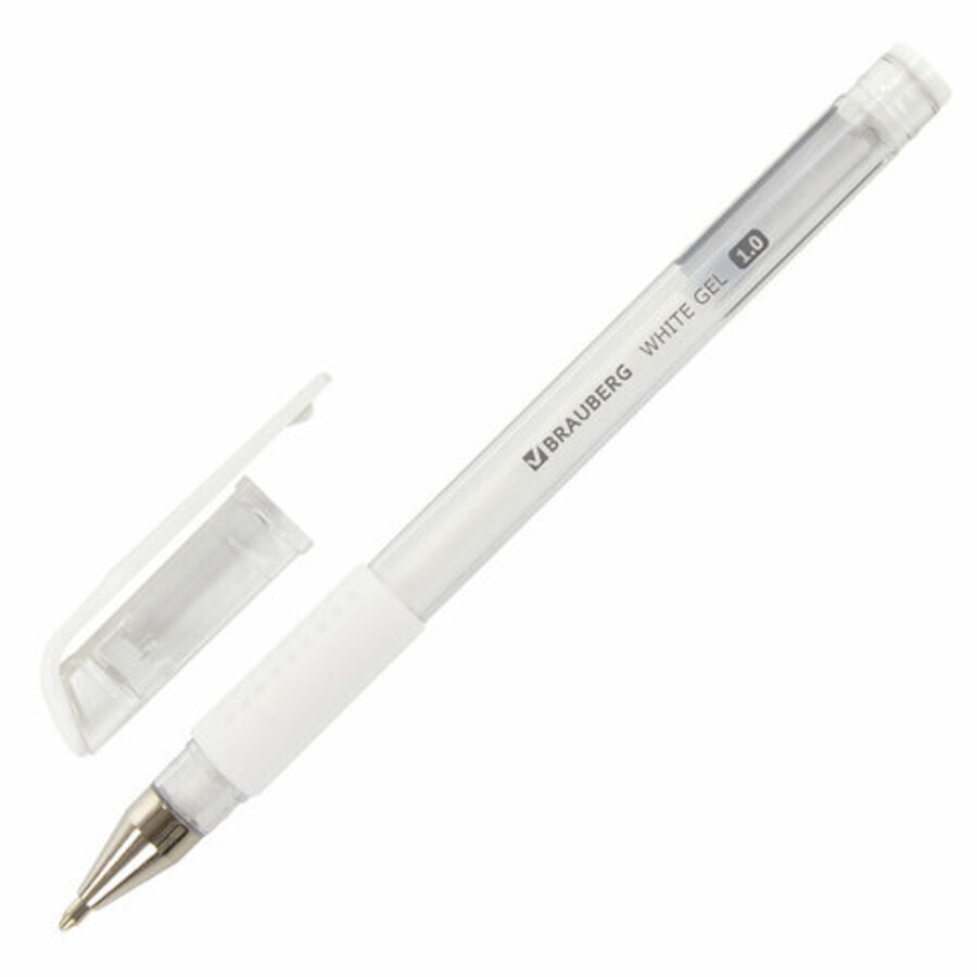 

Ручка гелевая белая 0,5мм White тонир.корп. резин.держ. BRAUBERG 143416