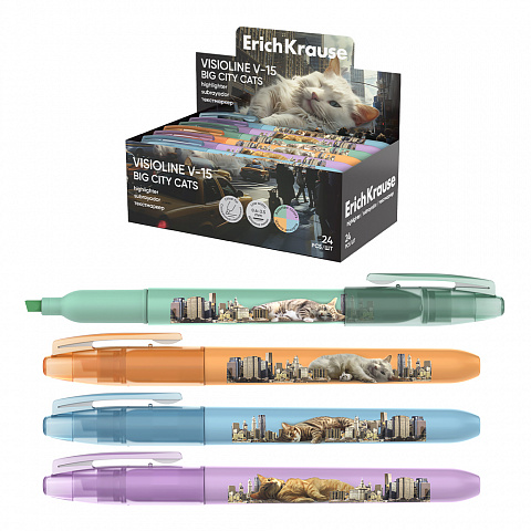 

Текстовыделитель 0,6-3,5мм Visioline V-15 Big City Cats скош/нак. Ассорти ERICH KRAUSE 63368