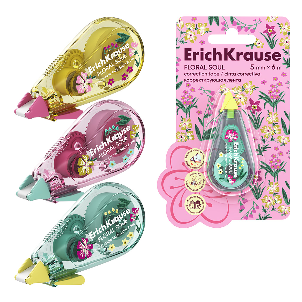 

Корректор роллер 5мм х 6м Floral Soul ассорти корпус блистер ERICH KRAUSE 62738