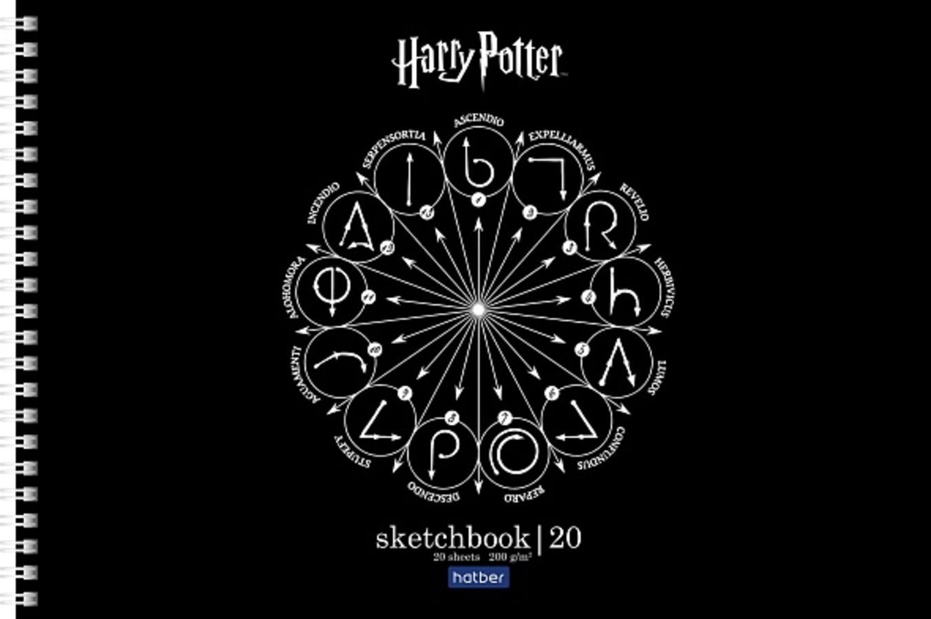 

Скетчбук А4 20л гребень Premium Гарри Поттер черн.блок жест.подл. 200г/м2 HATBER 20А4лтAгр_30697