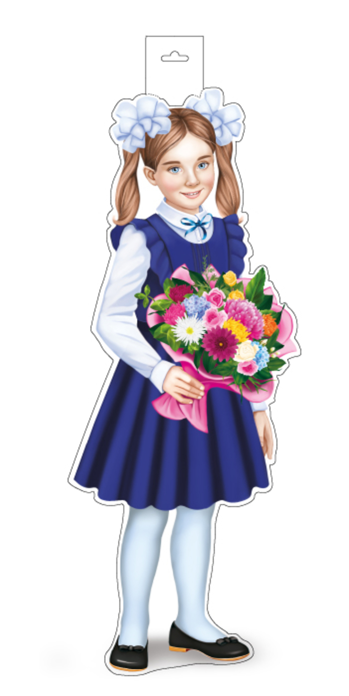 

Ф-16215 Плакат А3 Школьница с букетом двухсторонний (уни) Вырубка