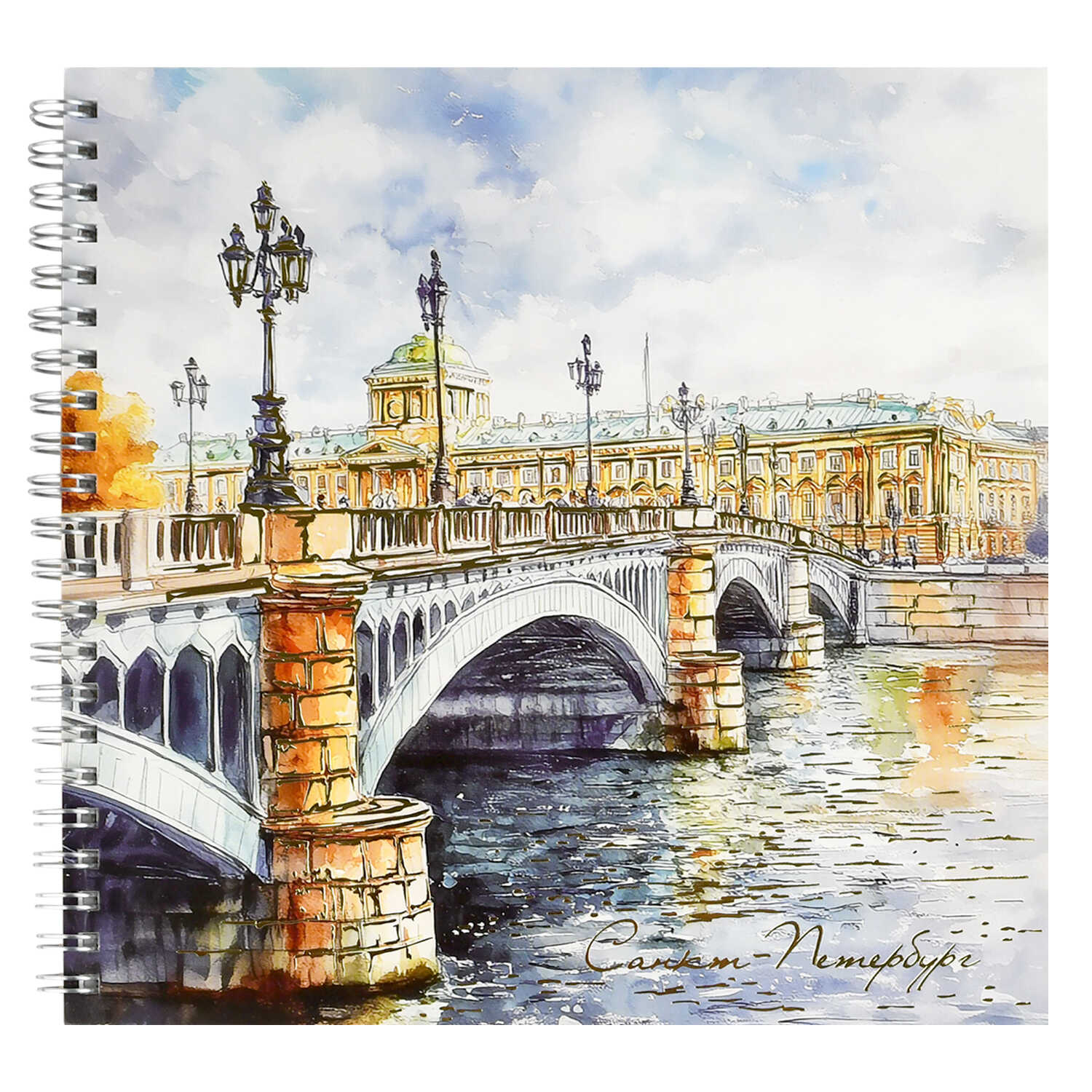 

Скетчбук 195х195мм 40л гребень мягк.обл. Набережная тисн.фольгой 100г/м2 ФЕНИКС+ 71674