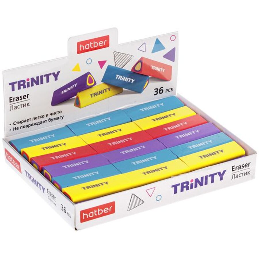 

Ластик прямоугольный синт.каучук 45х16х16мм ассорти Trinity NEW HATBER ER_065444