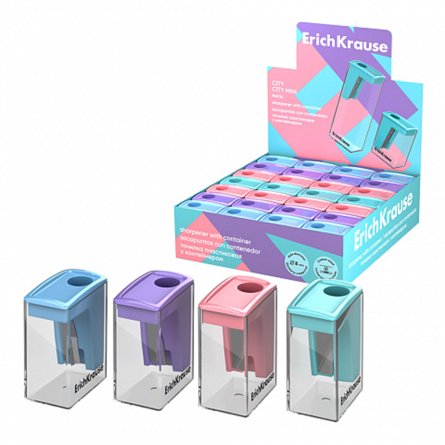 

Точилка 1отв. пластик контейнер City Mini Pastel ассорти ERICH KRAUSE 61277