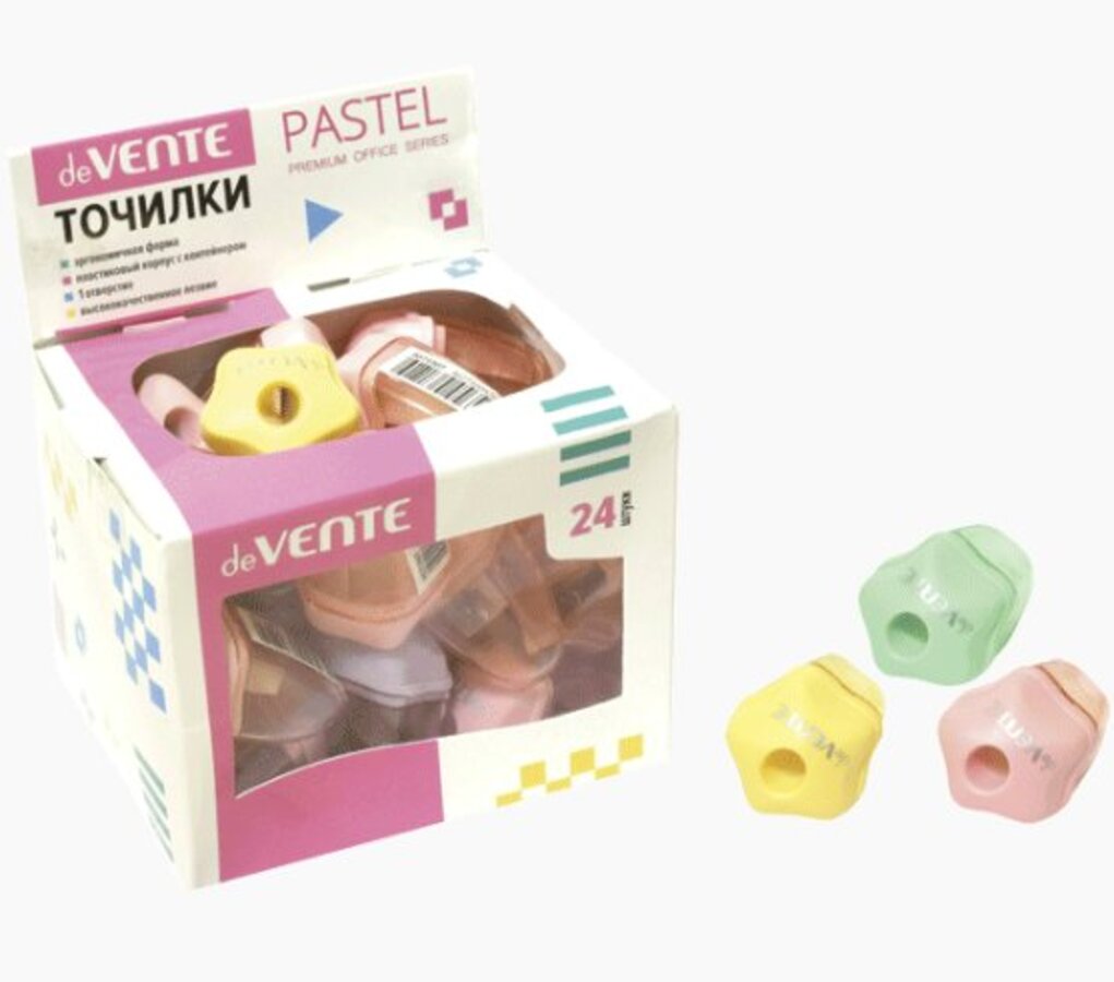 

Точилка 1отв. пластик контейнер Pastel ассорти deVENTE 4071907