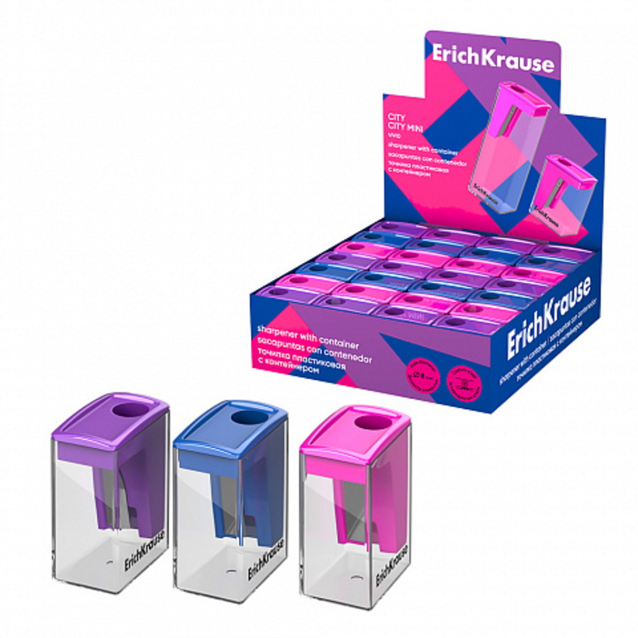 

Точилка 1отв. пластик контейнер City Mini Vivid ассорти ERICH KRAUSE 60019