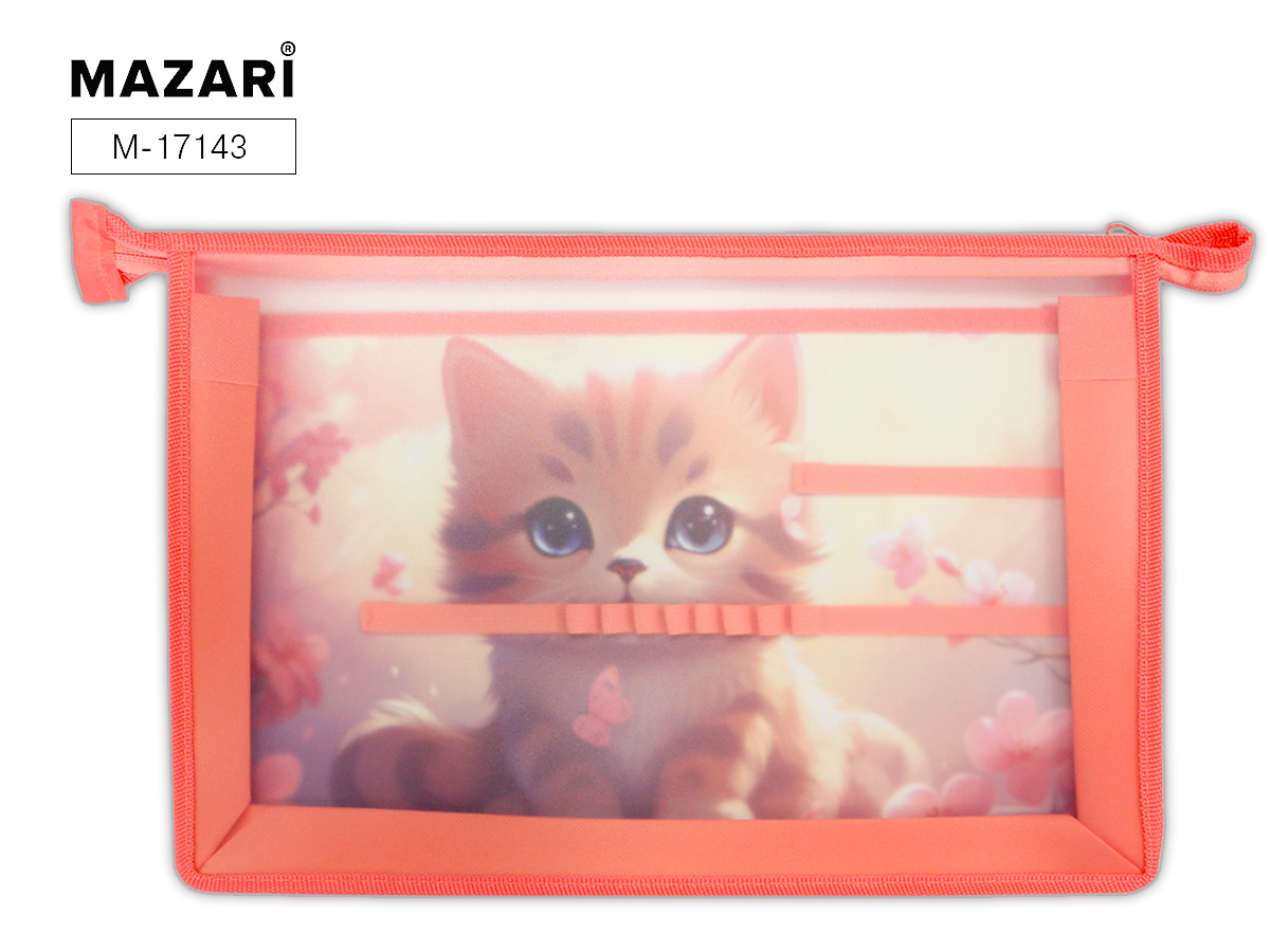 

Папка для труда пластик молния сверху А4 2отд. Котенок MAZARI M-17143 (жен)