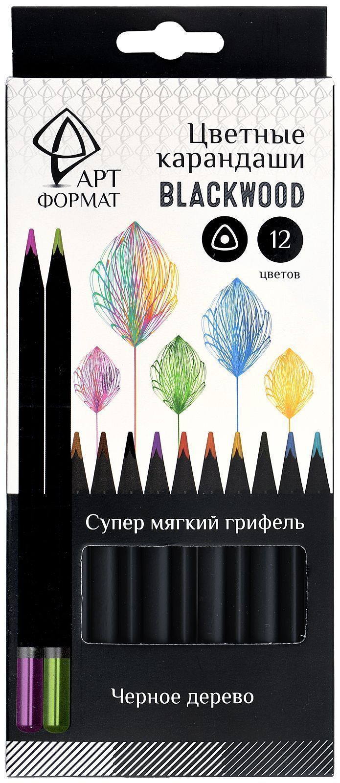 

Карандаши цветные 12цв 3-гран. дерево Blackwood карт.уп. АРТФОРМАТ AF03-051-12