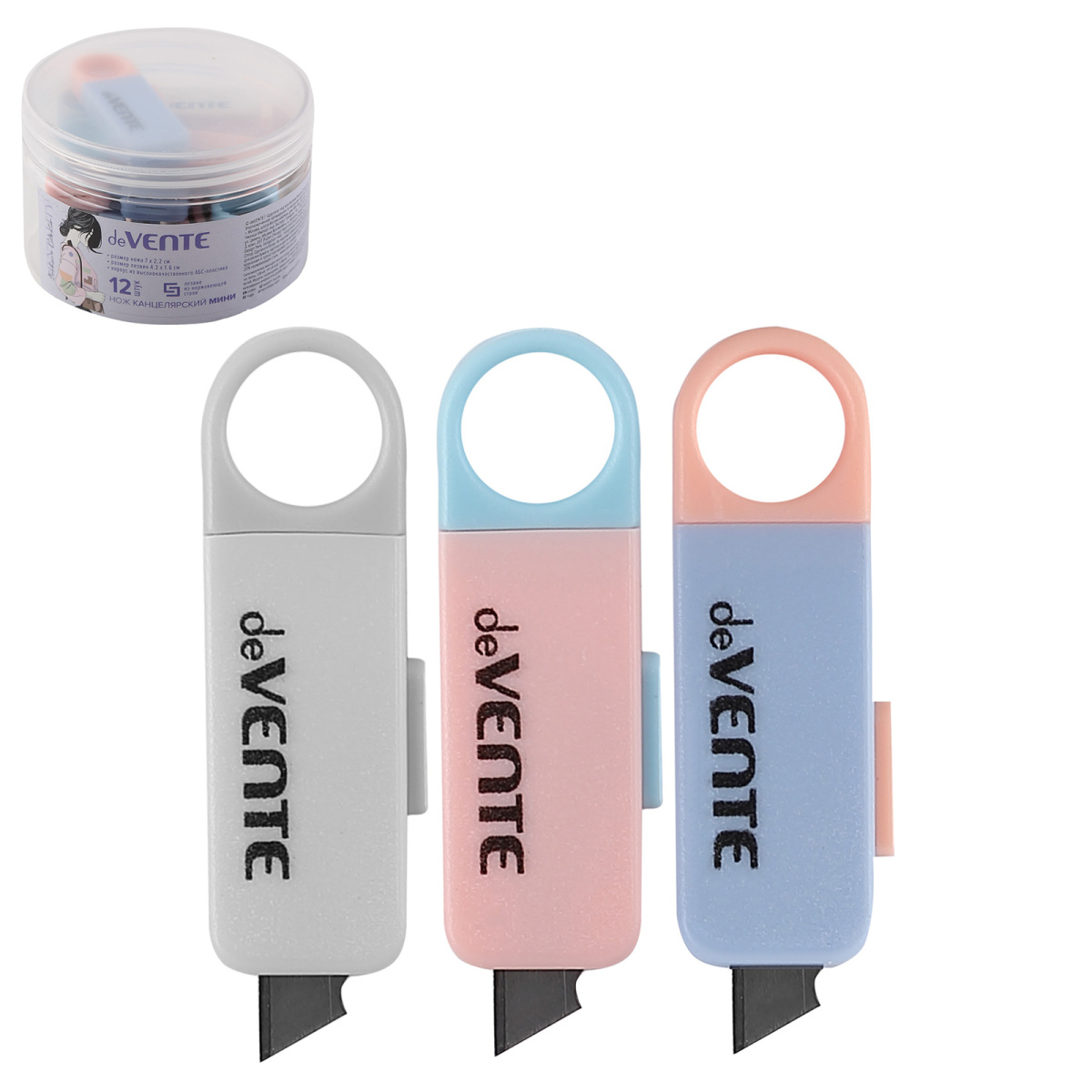 Нож канцелярский 9мм мини Mentality ассорти deVENTE 4090315 88₽