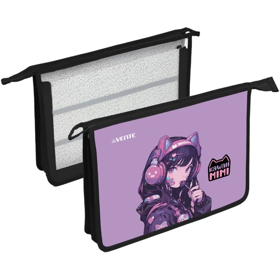 Папка для труда пластик молния сверху А4 2отд Kawaii Mimi deVENTE 8057555 жен 328₽