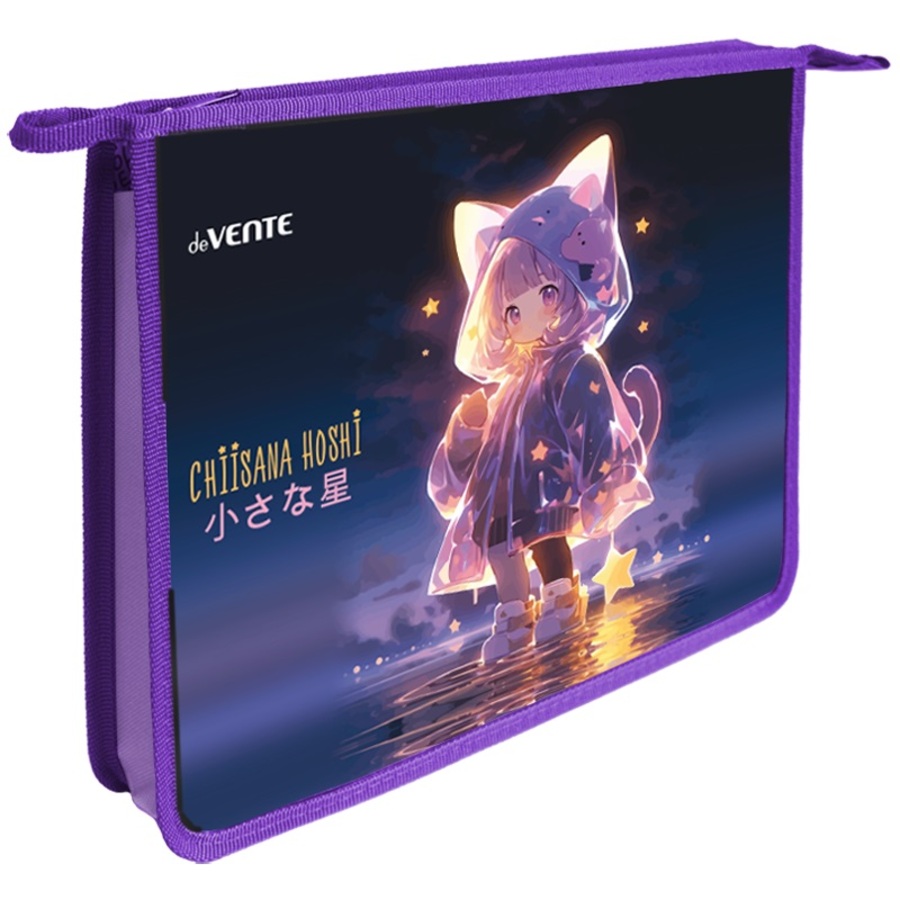 Папка для тетрадей пластик молния сверху А4 1отд Chiisana Hoshi с расширением deVENTE 8056586 жен 247₽