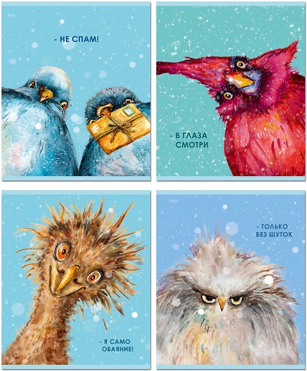 

Тетрадь А5 48л клетка скрепка мелов.картон Птицы УФ-лак ассорти ПОЛИНОМ 25105