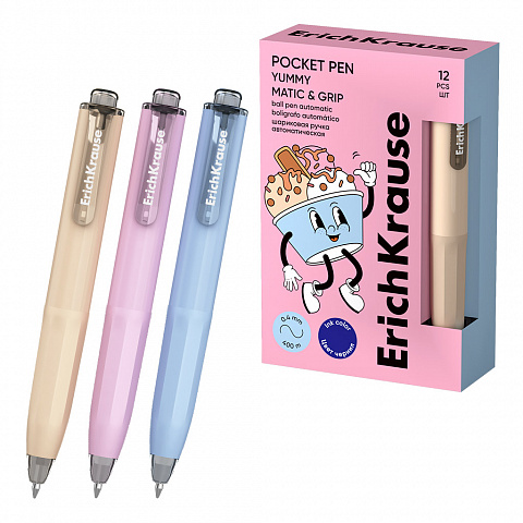

Ручка шариковая автоматическая синяя 0,5мм Poсket Pen Matic&Grip Yummy ERICH KRAUSE 63685
