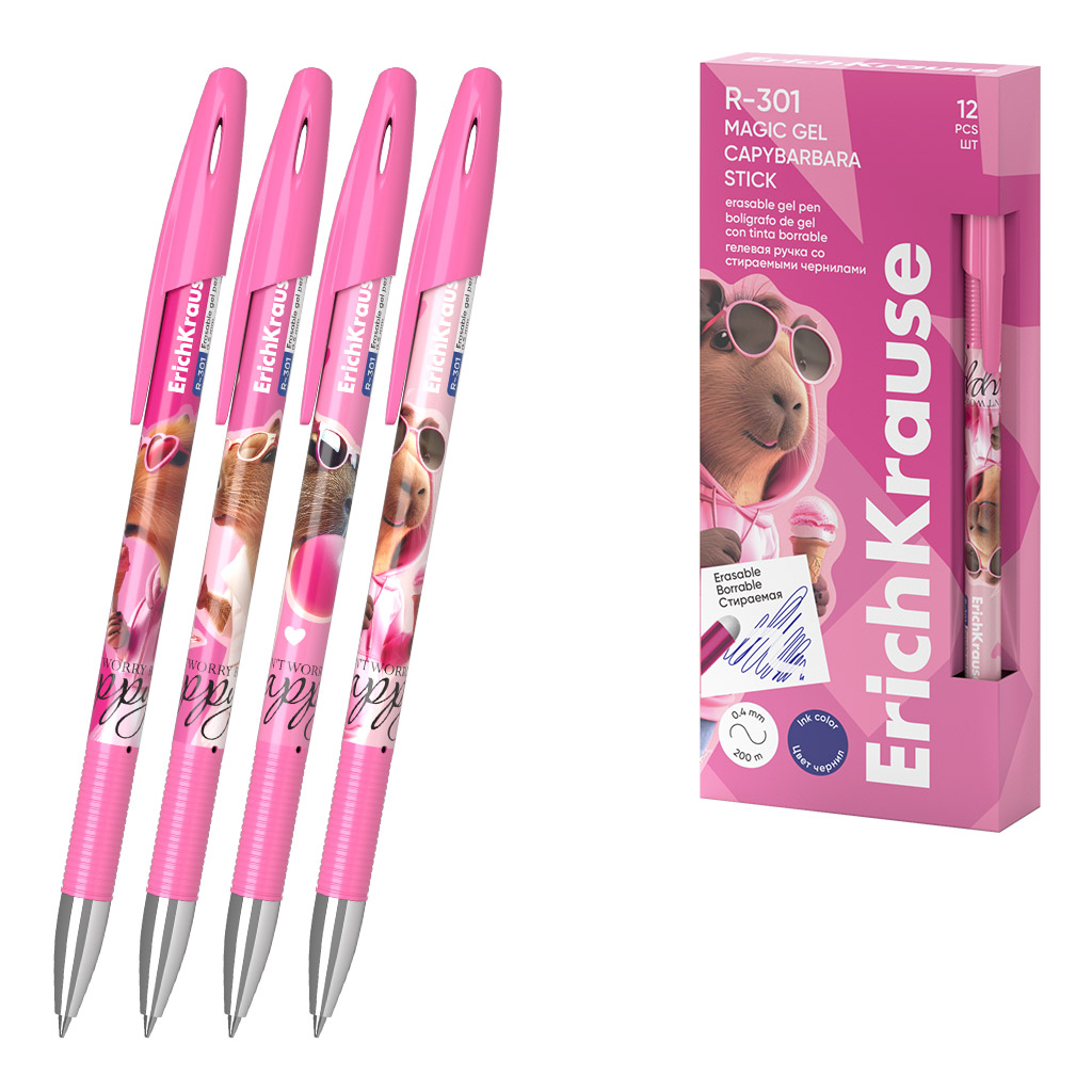 

Ручка гелевая синяя 0,5мм стираемая R-301 Magic Gel Stick CapyBarbara ERICH KRAUSE 63141