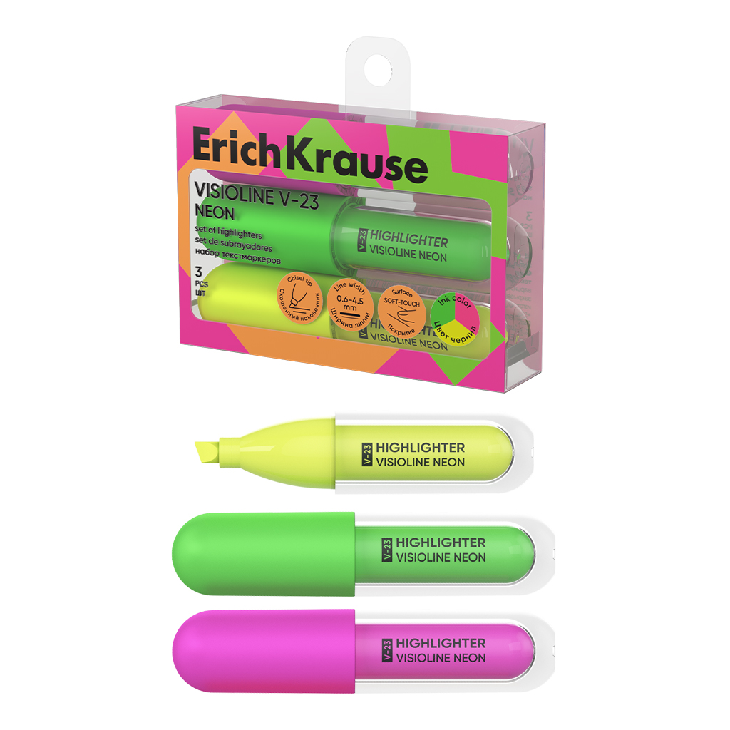 

Текстовыделители набор 3цв Visioline V-23 Neon ERICH KRAUSE 63553