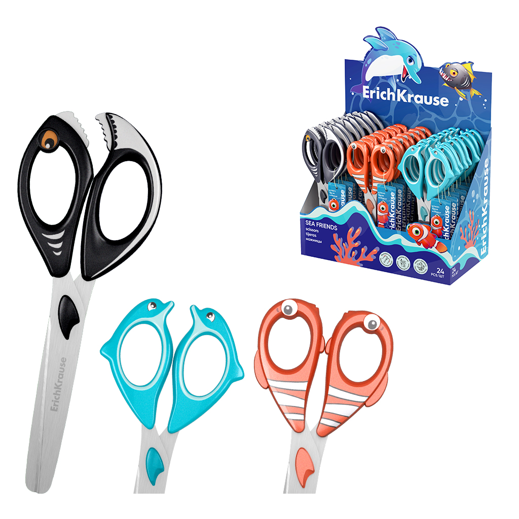 

Ножницы детские 135мм Sea Friends Dolphin Clownfish Piranha Joy Ergo ERICH KRAUSE 60871