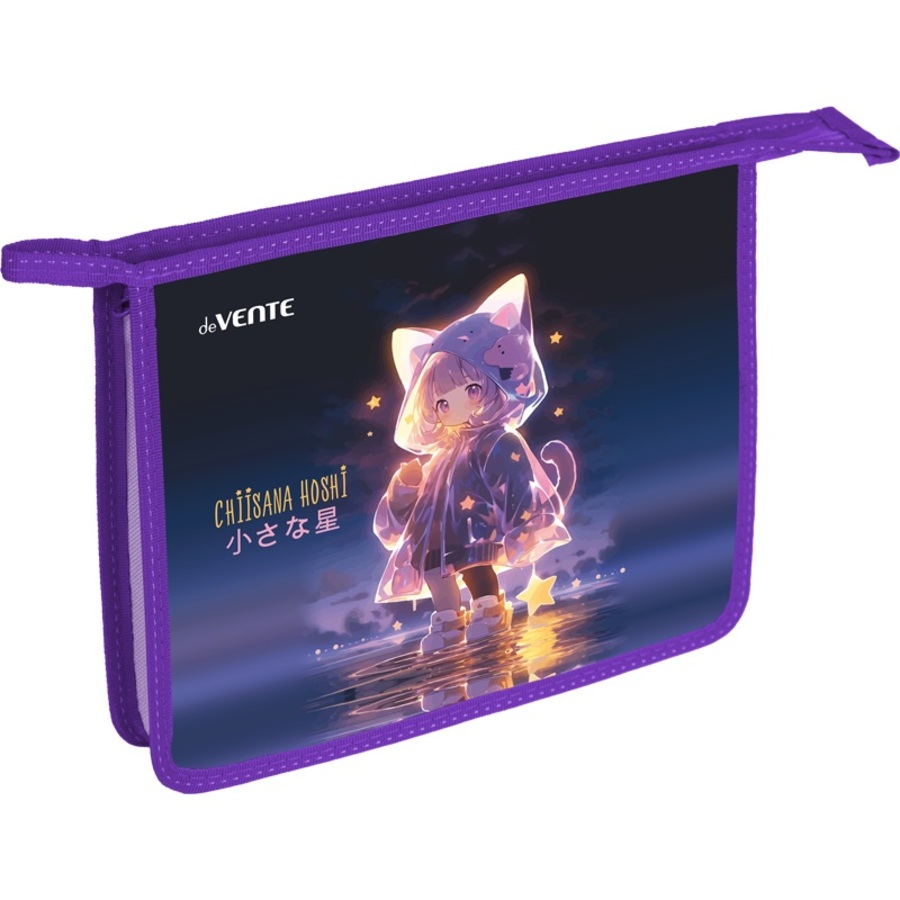 Папка для тетрадей пластик молния сверху А5 1отд Chiisana Hoshi с расширением deVENTE 8056597 жен 173₽
