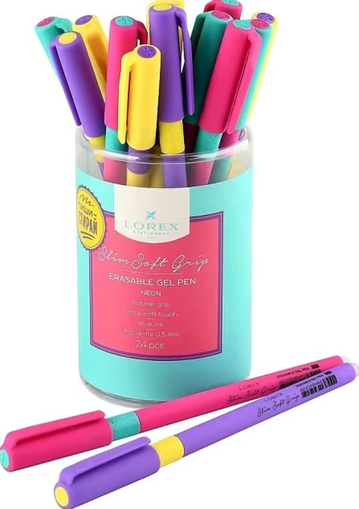 Ручка гелевая синяя 05мм Slim soft grip Neon стираемая резиндерж ассорти LOREX LXEPSSG-NN4 86₽