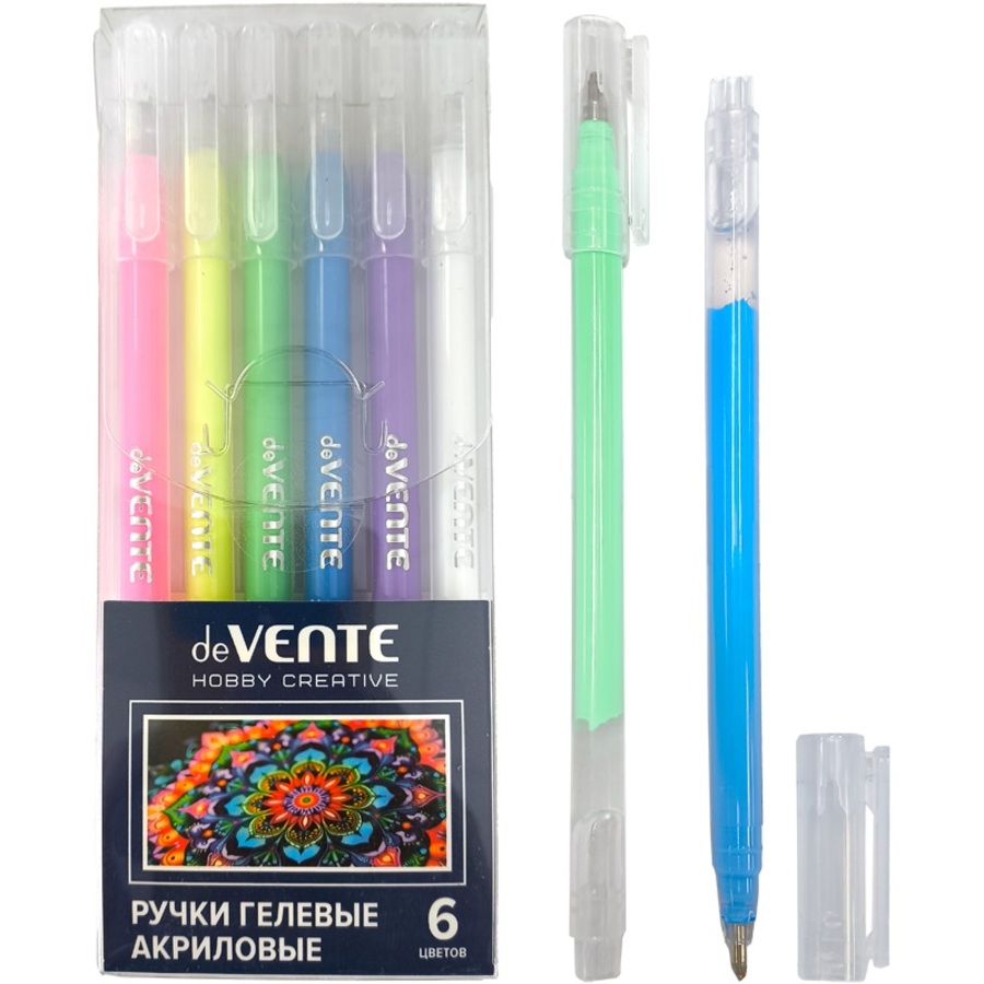 Ручка гелевая Набор 6цв 10мм Hobby creative акриловая пластуп deVENTE 5051537 130₽
