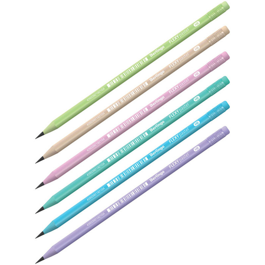 

Карандаш чернографитный HB Flexy Pastel трехгранный дерево ассорти пласт.туба BERLINGO BP01014