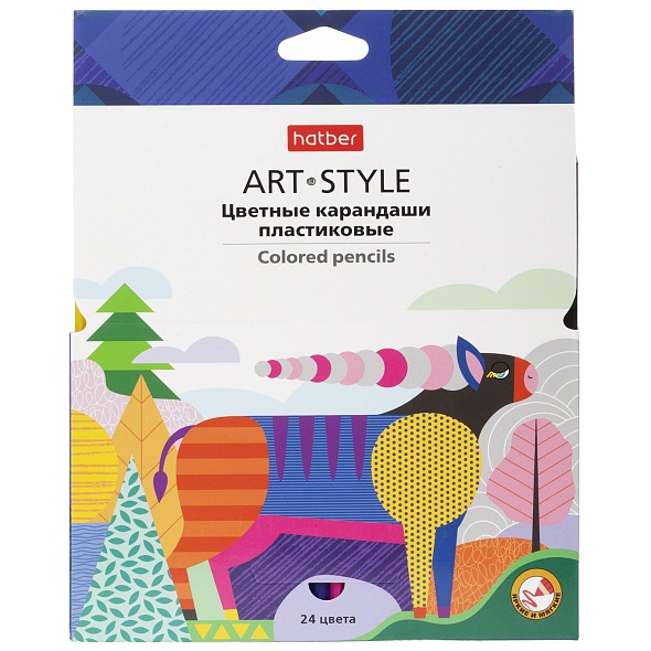 

Карандаши цветные 24цв 6-гран. пластик заточенные Art-style карт.уп. HATBER CS_090103