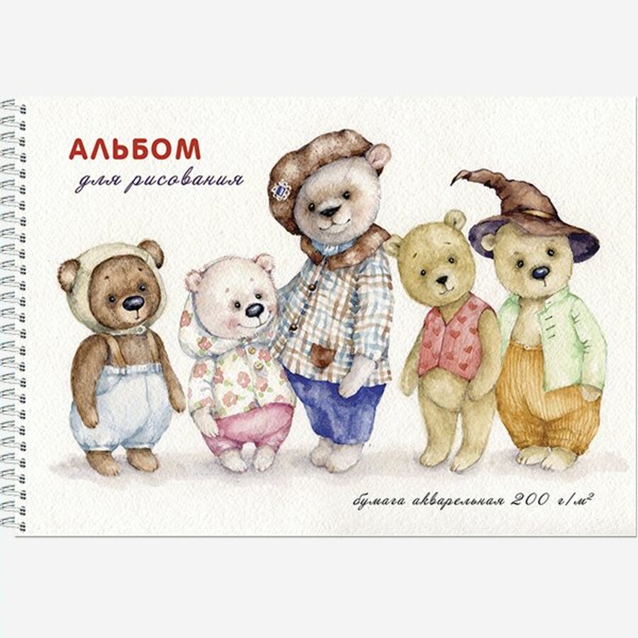 

Альбом для рисования акварелью А4 20л гребень Друзья игрушки жест.подложка 200г/м2 ПОЛИНОМ 2916 (уни)