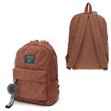 Рюкзак городской 1отд Коричневый вельвет 40x30x12см 1карм брелок Sanvero 1522₽