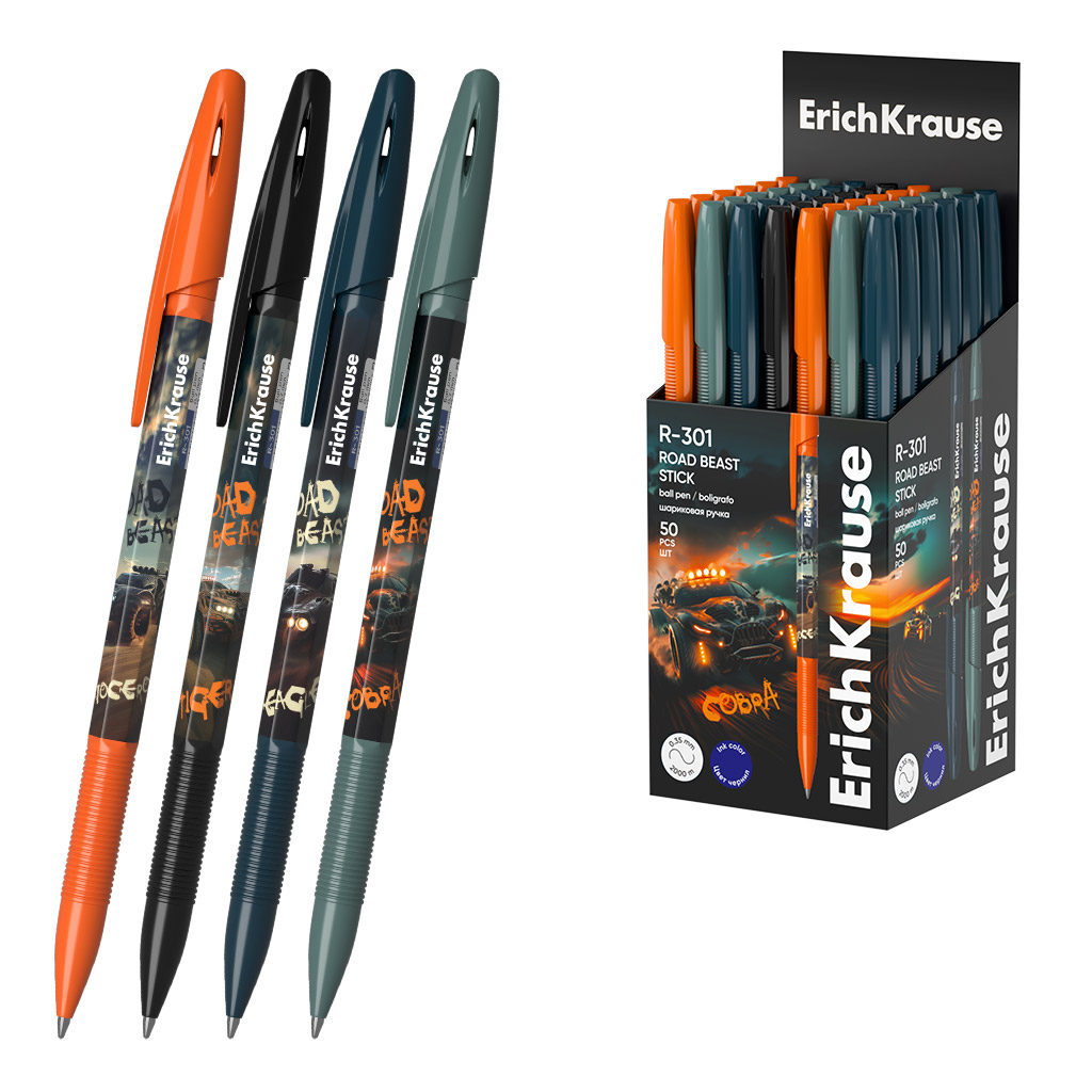 

Ручка шариковая синяя 0,7мм R-301 Stick Road Beast ERICH KRAUSE 63074