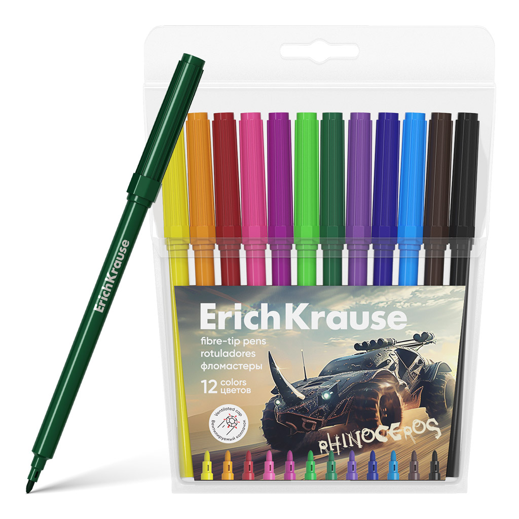 

Фломастеры 12цв круглые пулевид. невент.колпачок пласт. Road Beast ERICH KRAUSE 62989
