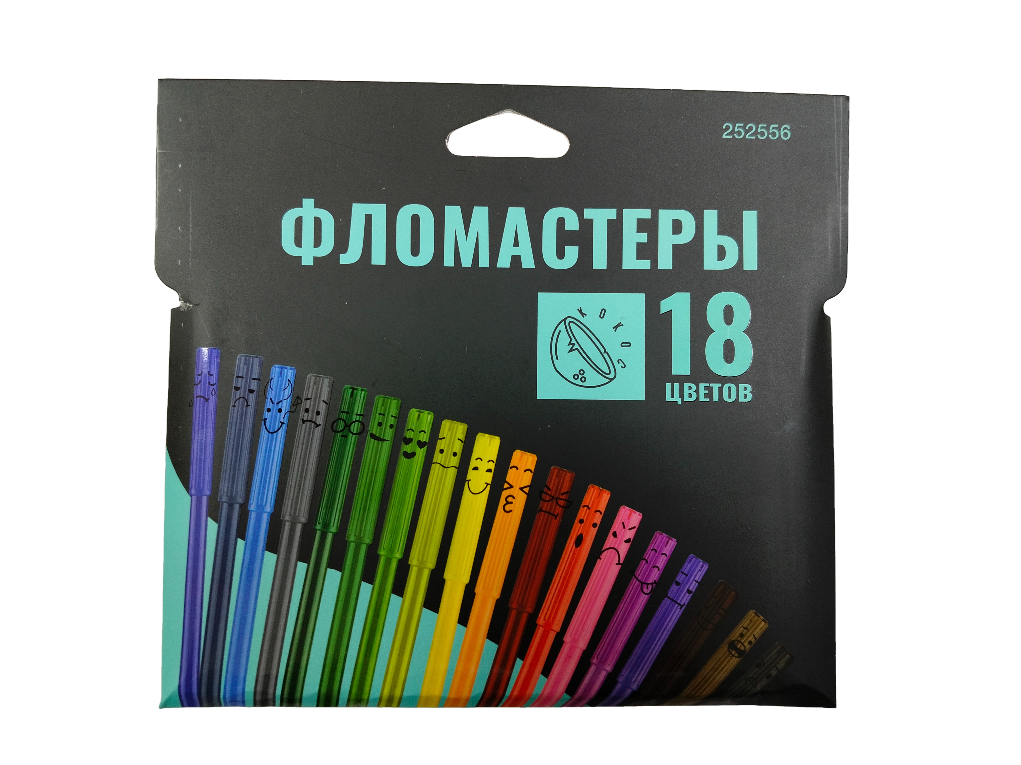 

Фломастеры 18цв круглые смываемые конич. вент.колпачок карт.уп. Кокос 252556