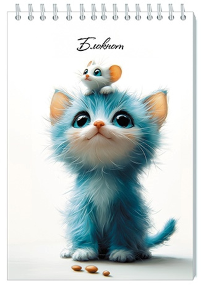 Блокнот А5 32л клетка гребень мягк.обл. Котенок и мышонок АППЛИКА С1496-28