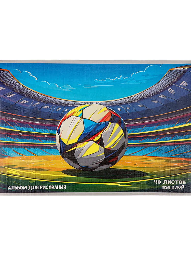 

Альбом для рисования А4 40л скрепка Футбольный мяч-14 100г/м2 PROF-PRESS 40-2356 (муж)