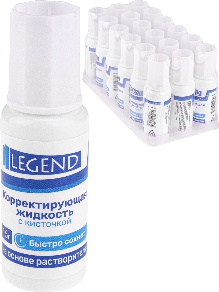 

Корректор жидкость 16мл на растворителе с кисточкой Legend КЖ-9421