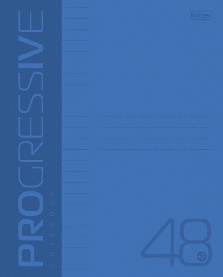 

Тетрадь А5 48л линия скрепка пласт.обл. Однотон Progressive синяя 65г/м2 HATBER 48Т5В2