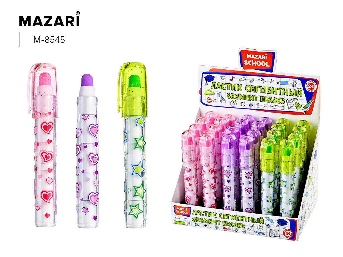 

Ластик сегментный термопласт.резина пласт. корпус ассорти MAZARI M-8545